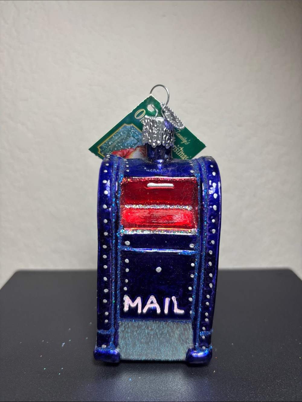 Blue and Red Mailbox Holiday Ornament - Classic Mail Design